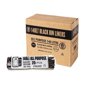 Austar 140L Black All Purpose Garbage Bags Roll - AP140LT