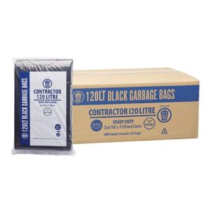 Austar 120L Contractor Black Garbage Bags - CON120LT
