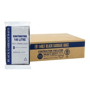 Austar 140L Contractor Black Garbage Bags - CON140LT