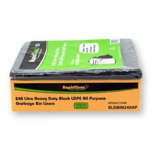 RapidClean All Purpose Black LDPE Garbage Bags 240L