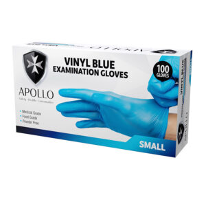 Apollo Blue Vinyl Powder Free Examination Gloves