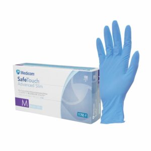 SafeTouch® Advanced Slim Blue Nitrile Gloves PF